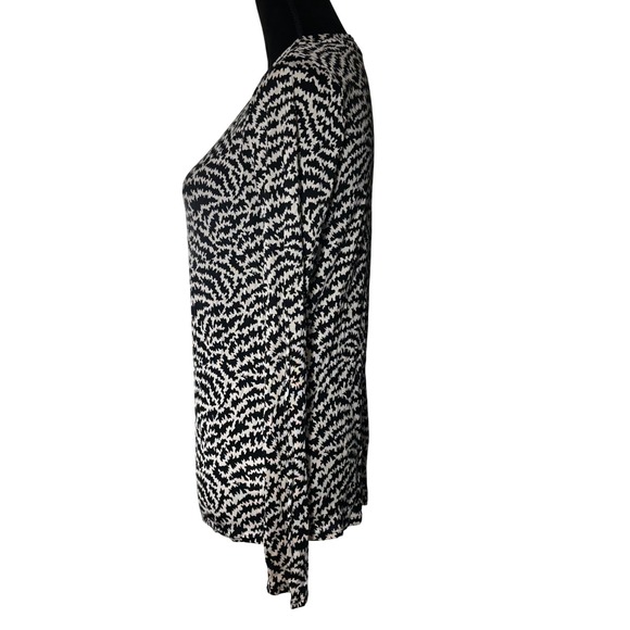 Tory Burch Silk Long Sleeve Top Blouse Black White Abstract Print Small - Picture 3 of 8